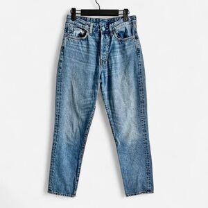 H&M Vintage Fit Denim Jeans High Waisted Tapered Leg Med Wash Button Fly Cotton